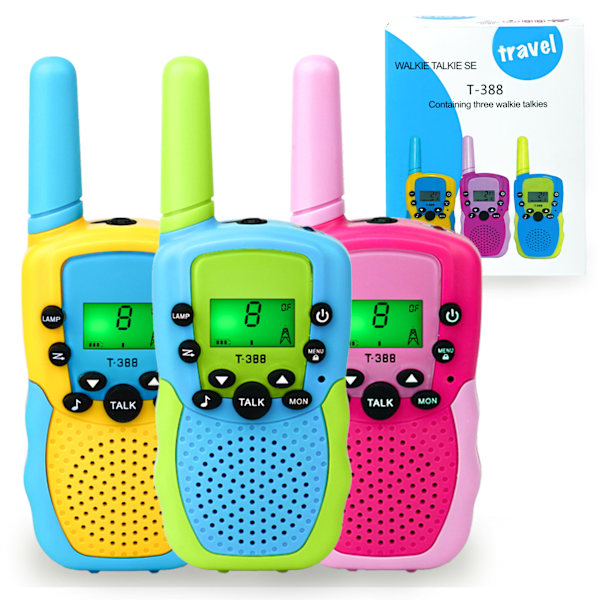 Lasten Walkie Talkie 2-suuntaiset radiokanavat 3 km:n kantama Walkie Tilkies 3-pakkaus