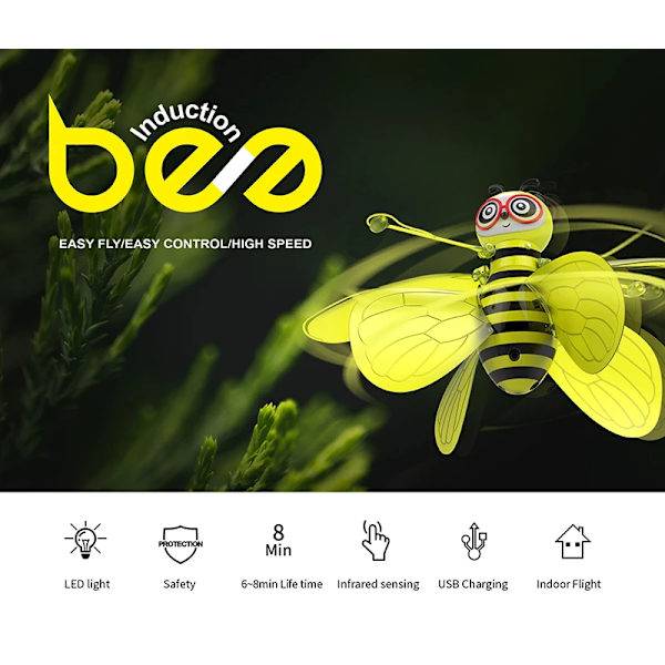 RC Drone Mini Flying Bee 10cm med vingar Hand Sensing Induction
