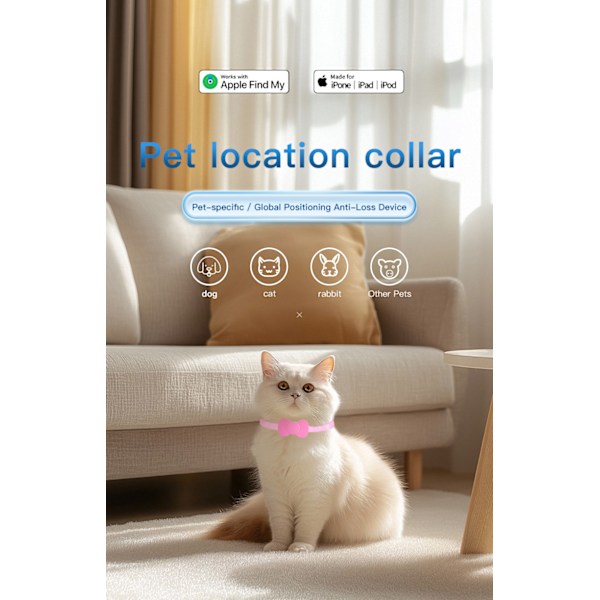 Djurhalsband locator katt och valp anti-förlorad tracker Apple Android universal/blå blue Android Apple