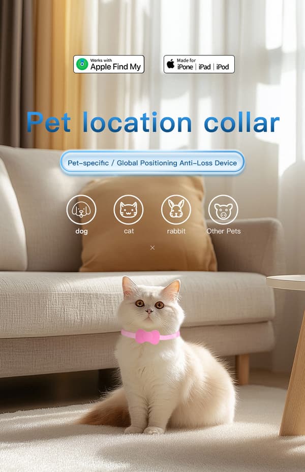 Husdjurshalsband locator katt och valp anti-förlorad tracker Apple Android universal/svart black apple