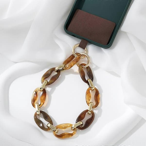 34cm+4cm Akryl Mobiltelefon Håndleddsstropp Stilig Telefon Charm Stropp Lanyard -(h}) Multicolor Coffee