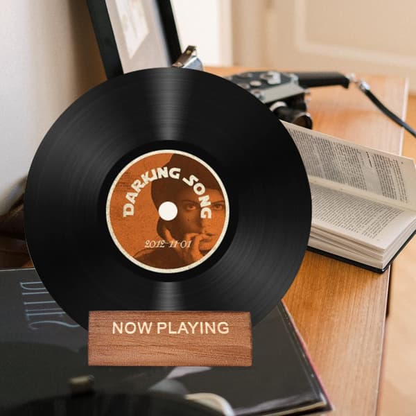 Now Playing Vinylplade Stativ Vinylpladeholder Display Træ R