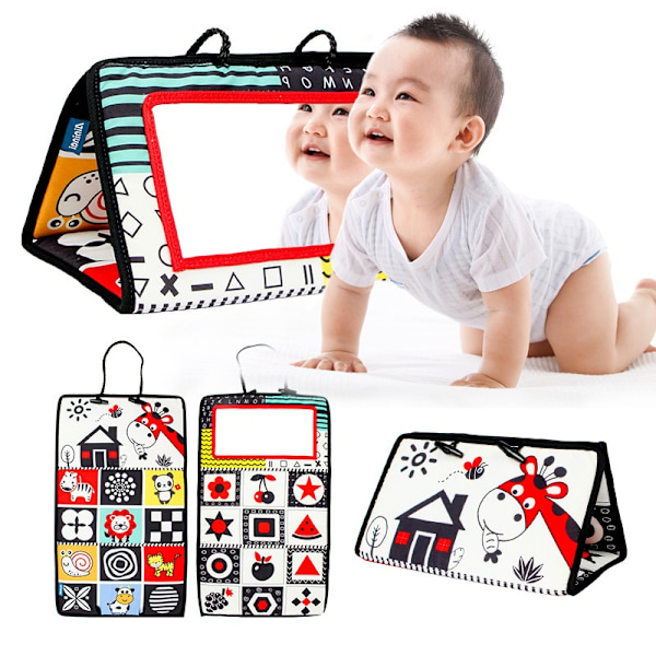 Activity mirror, baby, safety and foldable play plate with high contrast pattern tasteless baby -WELLNGS