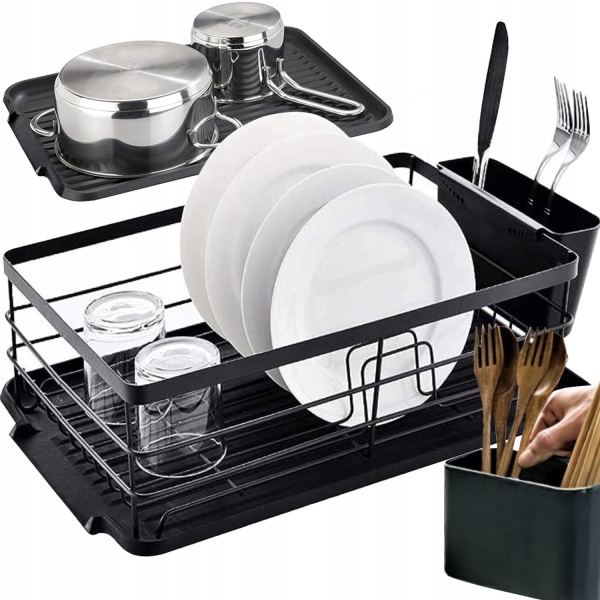 Oppvaskstativ Svart Metall - 44 x 31 x 14.5 cm Svart