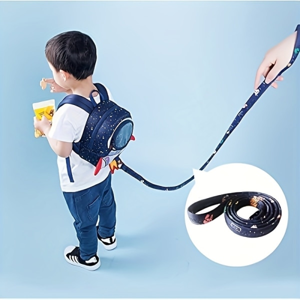 1 stk. Børns Polyester Pendler Rygsæk, Med Sikkerhedsline, Anti-tabt Rygsæk Purple Small Rocket Backpack