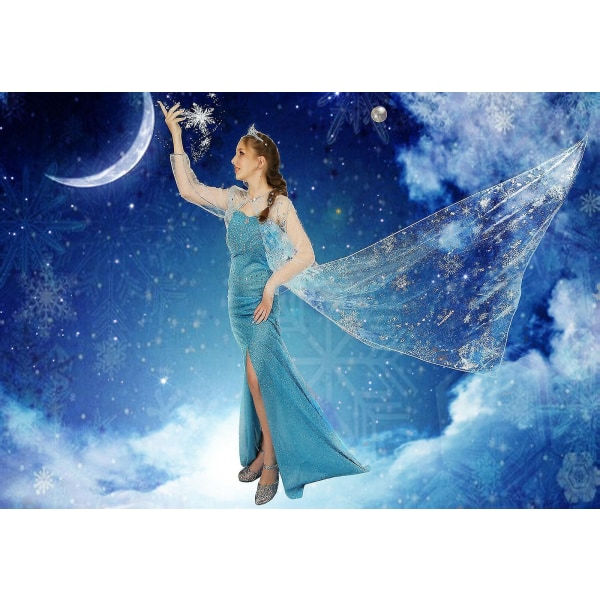 Vuxen dam Frozen Princess Elsa kostym Cosplay festklänning fläkt XL -(UK STORLEK 14-16) S -(UK STORLEK 8-10) szq
