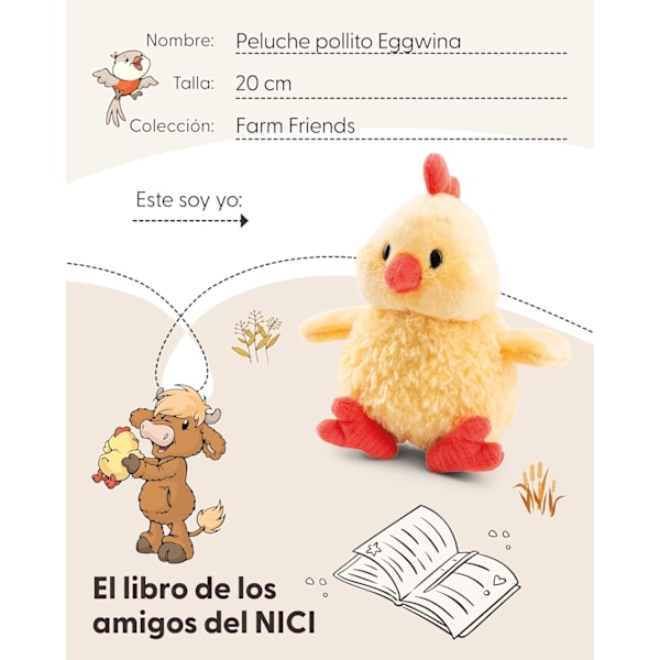 Eggwina Kyckling Plyschleksak 20 cm Gul – Mjuk Plysch Gosedjur för Barn och Vuxna – Bra Presentidé