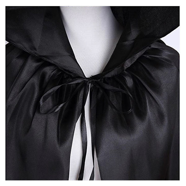 Halloween-kappe for voksne og barn, satin dødskappe, trollmann, djevel, svart, størrelse S black s