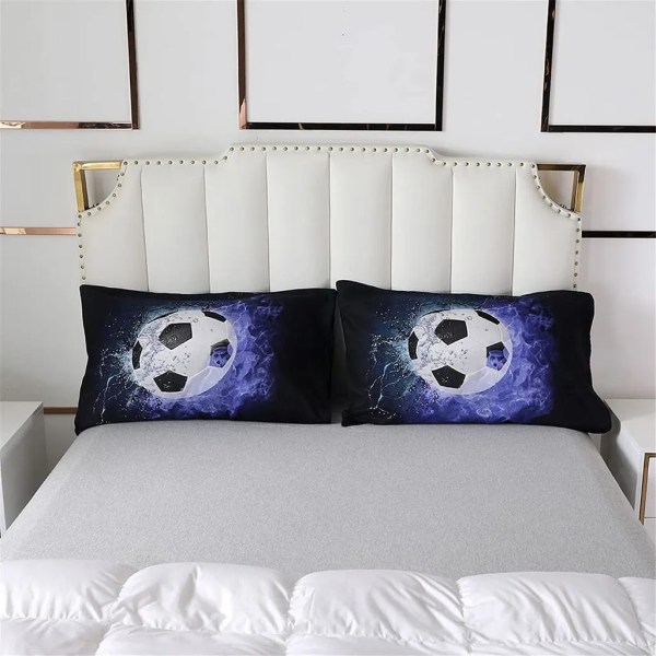 Pojkar och ungdomar fotboll sängkläder set, 2-delad sport sängkläder set, mikrofiber 3D täcke 1 fodral