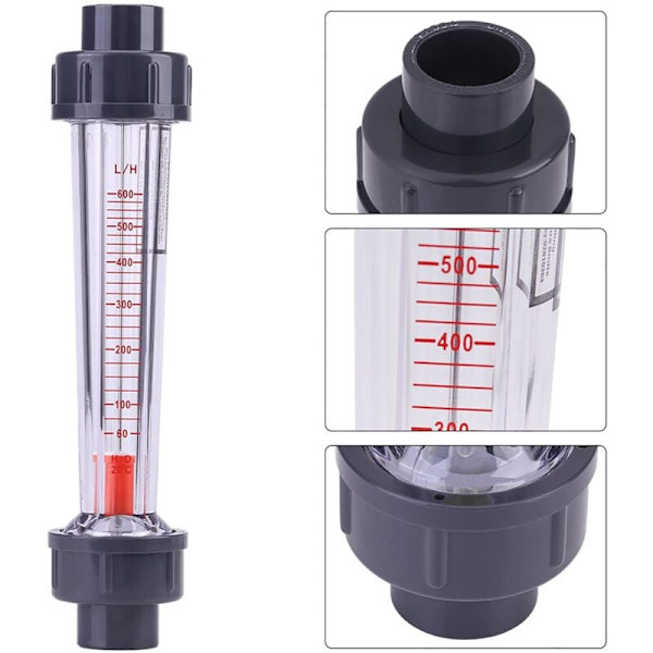 Plast Rotameter Vattenflödesmätare 60-600L/H LZS-15D Flytande Rör Mätinstrument