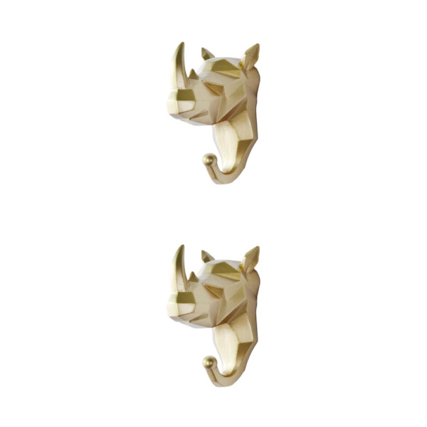 1/2/3/5 Vahva ja kestävä eläinpään avaimenkoukku yksinkertaiseen kultaan (sarvikuono) Gold (rhino) 2 Set