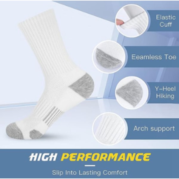 Herre Bomuldsstrømper - 5-pak Sort/Hvid/Grå Strømper Komfortable & Åndbare grå[qb] grey crew socks