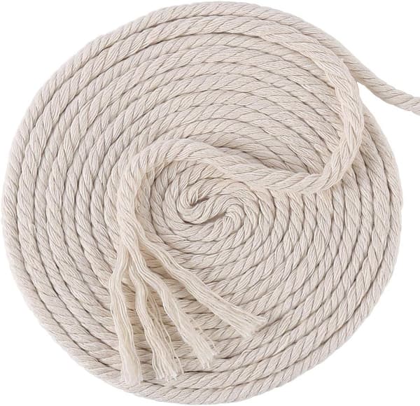 6mm Makrame Snor, 50 Meter Tyk Bomulds Makrame Reb (Beige)