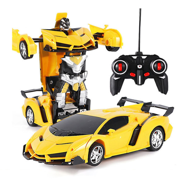Fjernstyrt robotbil for barn, transformerende leketøy, anti-fall puslespillbil, lekebiler for gutter og jenter - WELLNGS Yellow