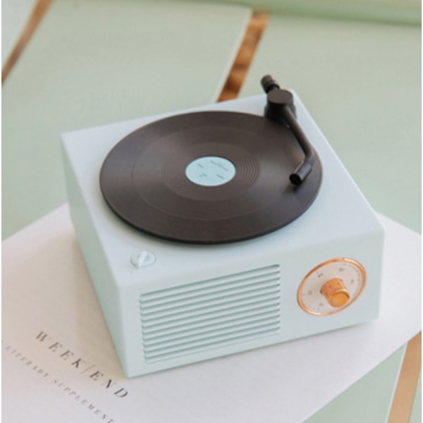 Liten multifunksjonell Bluetooth vinyl platespiller trådløs lyd (blå)