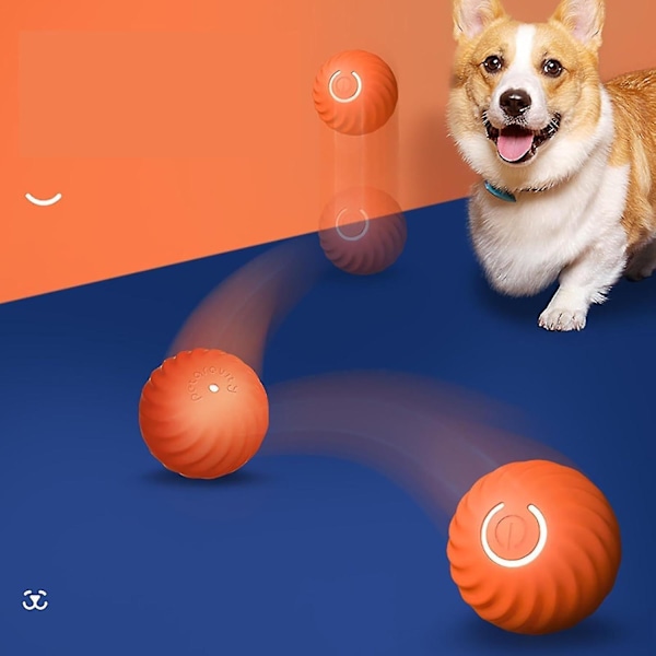 Självrullande boll för hundar, smart självgående boll med 2 lägen lång batteritid, ny elektrisk intelligent retande kattboll med utbytbart skal