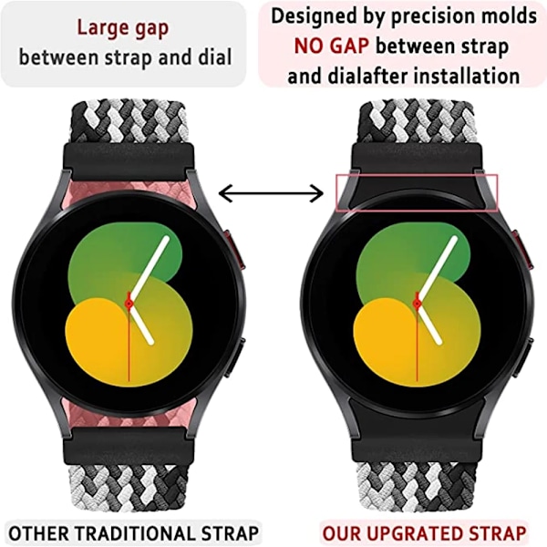 Ingen huller rem til Samsung Galaxy Watch 4/5/6 44mm 40mm 4 classic 46mm Flettet sololøkke rem Armbånd Galaxy 5 Pro 45mm rem Inverness Green Inverness Green M