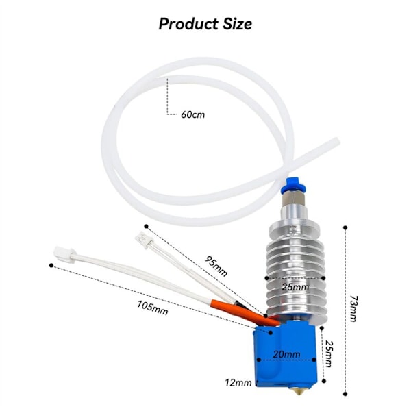 3D-tulostin suutin sarja silikoni suojuksella ja 0,4 mm suutin Hotend tulostuspää 3D-tulostimelle