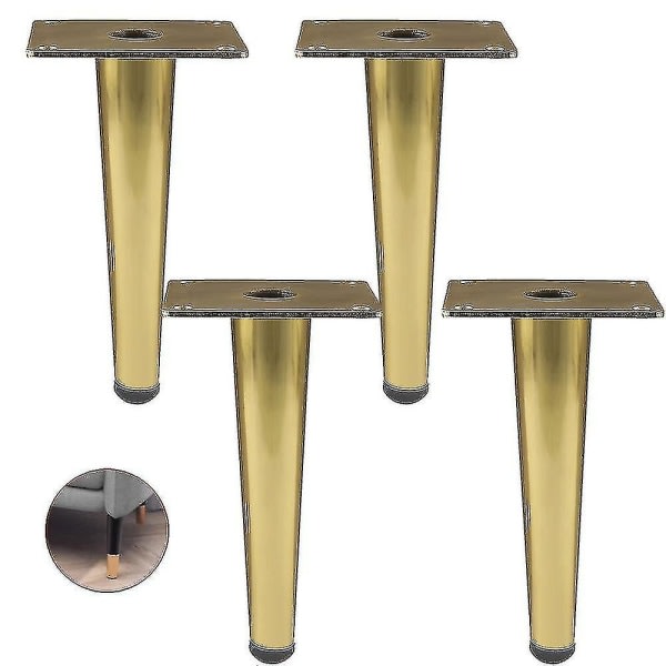 New 2023 Set of 4 Furniture Legs, Straight Sofa Legs, Table Cabinet Legs, Metal Bedside Legs Gold -