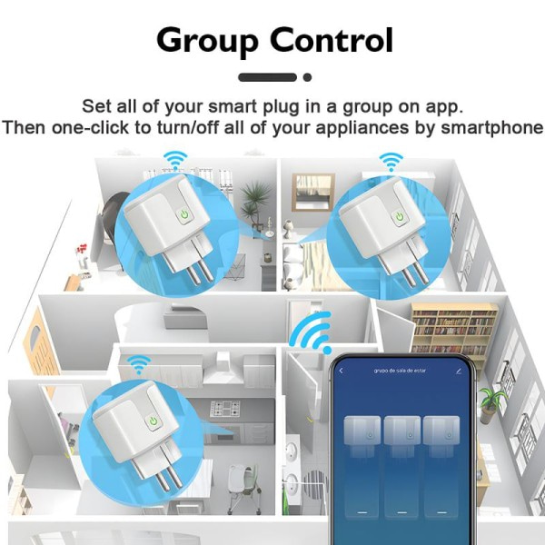WiFi Smart Plug 16A/20A EU Smart Socket Med Strømovervåking Timing Funksjon Stemmestyring