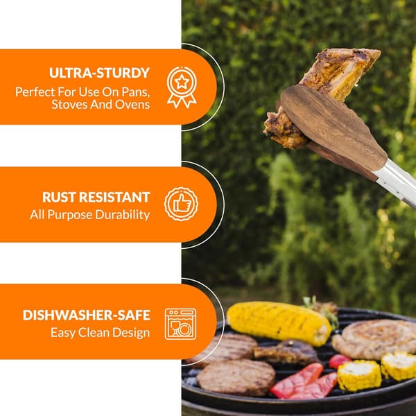 Köksstänger för matlagning, salladsstänger för servering av mat, grillning, matlagning, BBQ och salladsblandning, storlek 12 tum (bt)