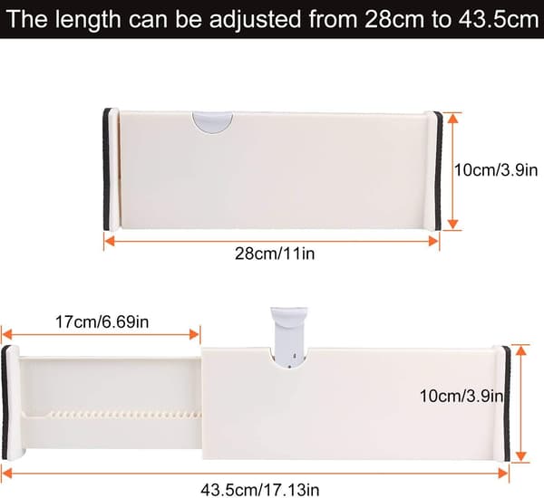 Set med 4 justerbara lådindelare Organizer Separators -