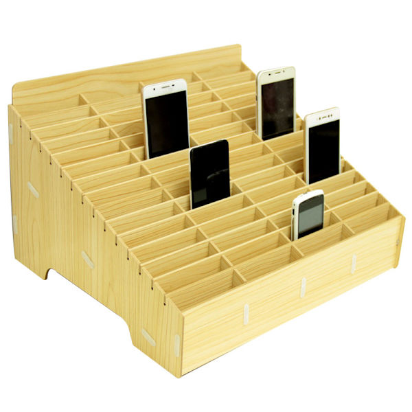 Multi-grid træ mobiltelefon opbevaringsboks skrivebord organizer til kontor klasseværelse a a 45 grid