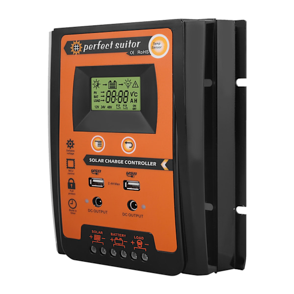 12V/24V 50A PWM & MPPT Kort Version Solcelle Laderegulator Solpanel Batteri Regulator Dobbelt USB LCD Display