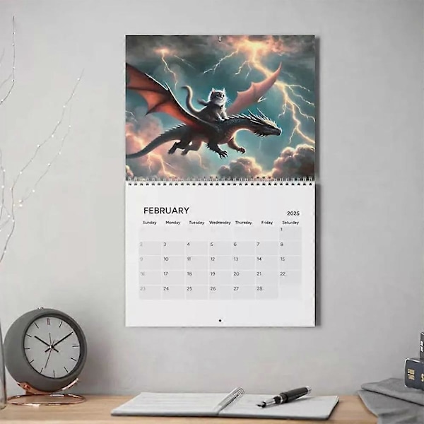 2025 Katt Drakskytte Kalender, Kreativ Katt Drakskytte Spiralbunden Kalender 2025