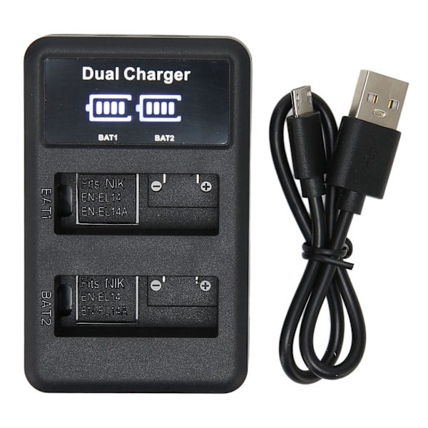 USB-kamerabatterioplader til EN EL14 EN EL14A-batteri til D5300 D3200 D5200 D3400 D5600 D3500 D3300 D3100-kamera