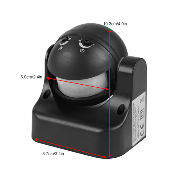 TS-A110 Infrarød Sensor Switch Vandtæt Støvtæt IR Bevægelsesinduktiv Switch Sort