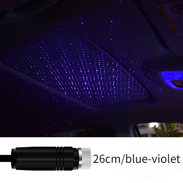 Bil Velkomstlys USB Stjernelys Laser Projektion Bil Stemmeaktiveret Atmosfærelys Loft Fuldt af Stjerner Led Atmosfærelys (Blå-Violet)