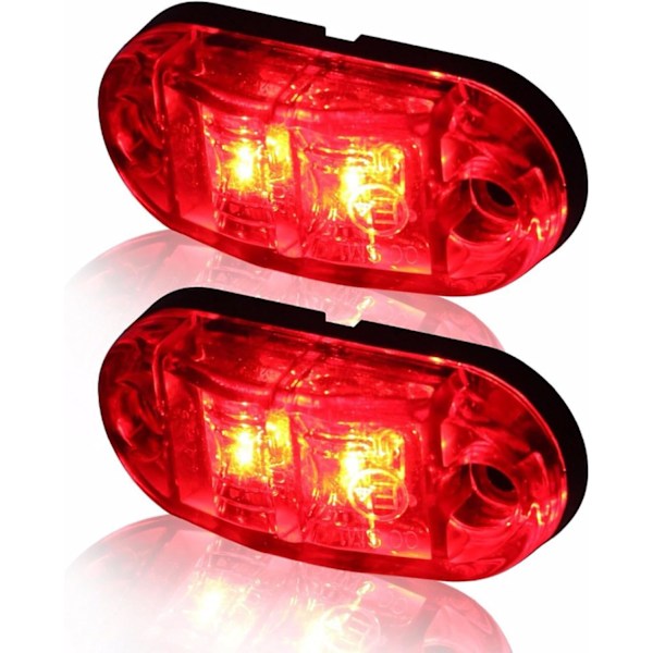 10X 2 LED Sidemarkerlys 12/ 24V Tilhenger Sidelys Advarselsrødt Lys for Lastebil Bobil Caravan Ed