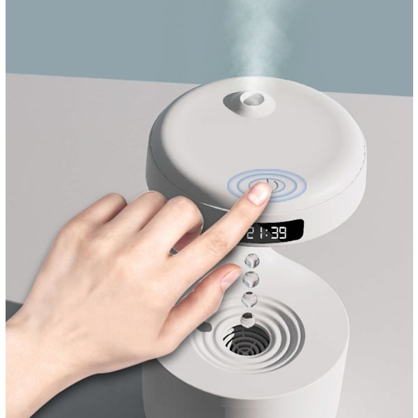 Ultralyd Luftfugter med LED-ur Cool Mist Aromaterapi Diffuser Flydende Vanddråbe Grønt Lys Luftfugter til Hjemmet
