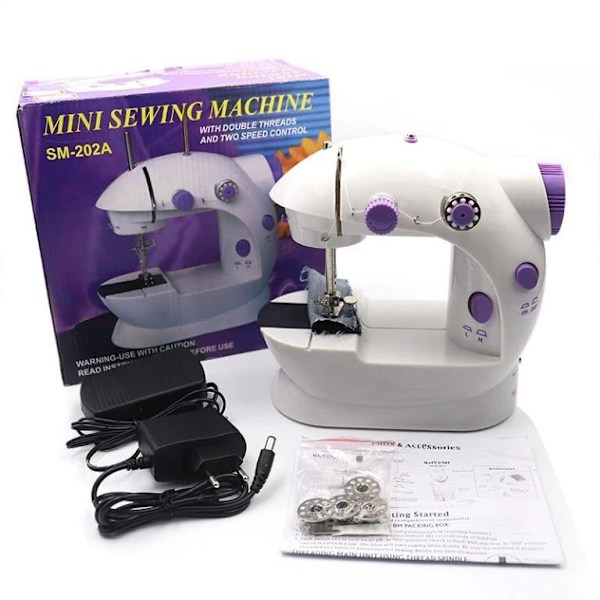 Mini elektrisk symaskin, resesymaskin, bärbar elektrisk handsymaskin hem DIY med MODOU