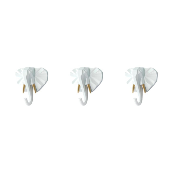 1/2/3/5 Vahva ja kestävä eläinpään avaimenkoukku yksinkertaiselle valkoiselle kullalle (elefantti White gold (elephant 3 Sets