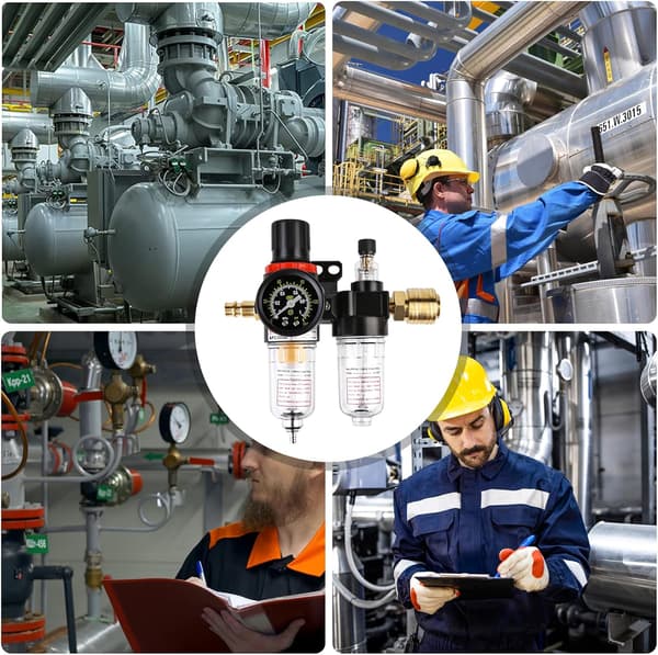 Kompressor Trykkregulator 1/4 Luft Vannseparator med Måler for Kompressor og Luftverktøy