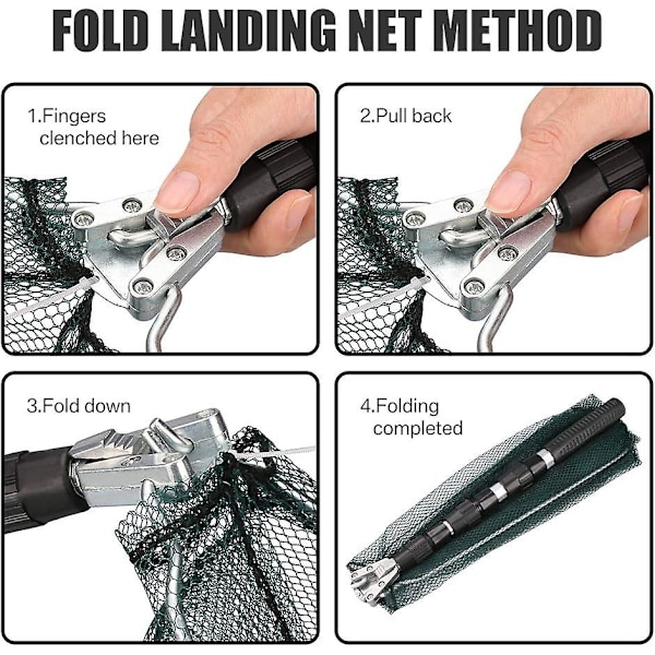 Triangulär hopfällbar nätkopia fiskenät aluminiumlegering triangulär A teleskopisk positioneringsstång fiskekopia fiskenät ficka 1.5m