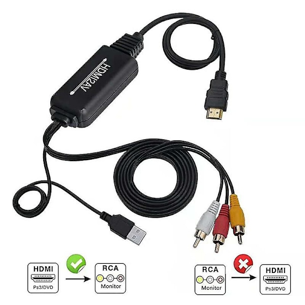 Hdmi til Rca Konverter Adapter 1080p Hdmi til Av 3rca Cvbs Kompositt Video Audio