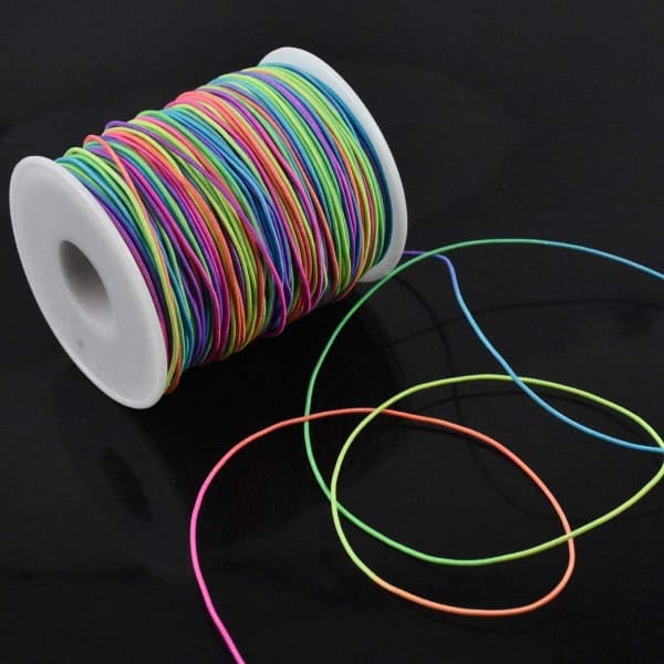 Elastisk snorperletråd, elastisk stoftråd, 1 mm regnbueperletråd til DIY-håndlavet smykkefremstilling, halskæde, armbånd