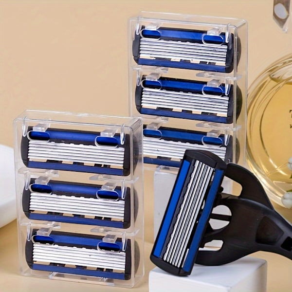 Herresæt til manuel barbering, 2 håndtag + 24 blade, sikkerhedsbarbermaskine i 6-lags rustfrit stål til hårfjerning 2 Handle + 24 Blades