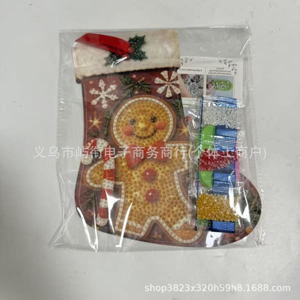 DIY Diamond Painting Julstrumpa-kit, festligt pysselset för högtiden Gingerbread Man Socks