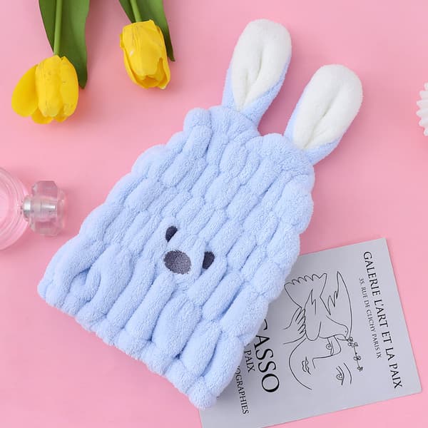 Superabsorberande Snabbtorkande Handduk för Barn Dam Hårhandduk Söt Kanin Duschmössa för Schamponering (3-pack)