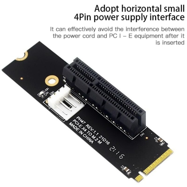 NGFF M.2 til PCI-E 4X Riser-kort M2 M Key til PCIe X4 Adapter med LED-indikator SATA Power Riser til Mining