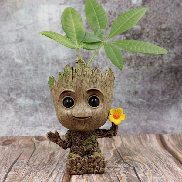 Groot Blomsterpotte - Guardians of the Galaxy Penholder Skrivebordsdekoration med Drænhul