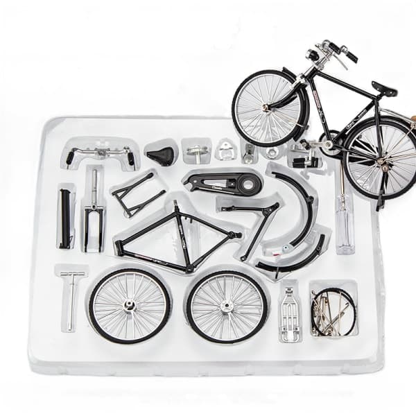Miniature Vintage Cykel Model Kit, Børnelegetøj Sort (DIY)