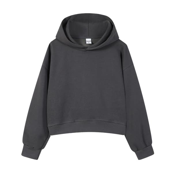 Cropped hættetrøje til kvinder, afslappet pullover hættetrøje, crop top*3XL*Mørkegrå Dark gray 3XL