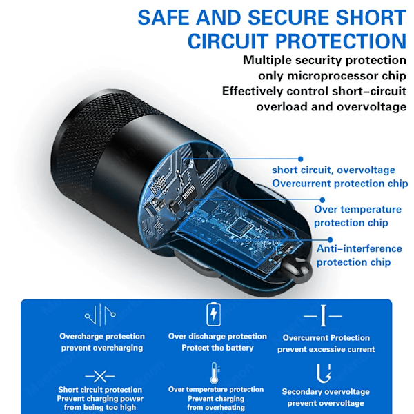 66W PD USB-autonlaturi Nopea lataus 3.0 USB C Pikalataus Autonlaturiadapteri IPhone 15 14 Pro Max Samsung S22 S21 Xiaomi