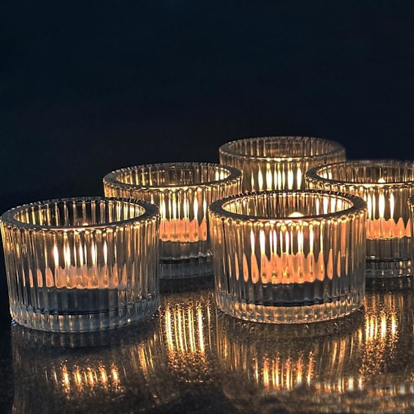 Förpackning med 12 värmeljushållare, ljusstakar i glas, klara värmeljusglas, ljusglas, värmeljusglas