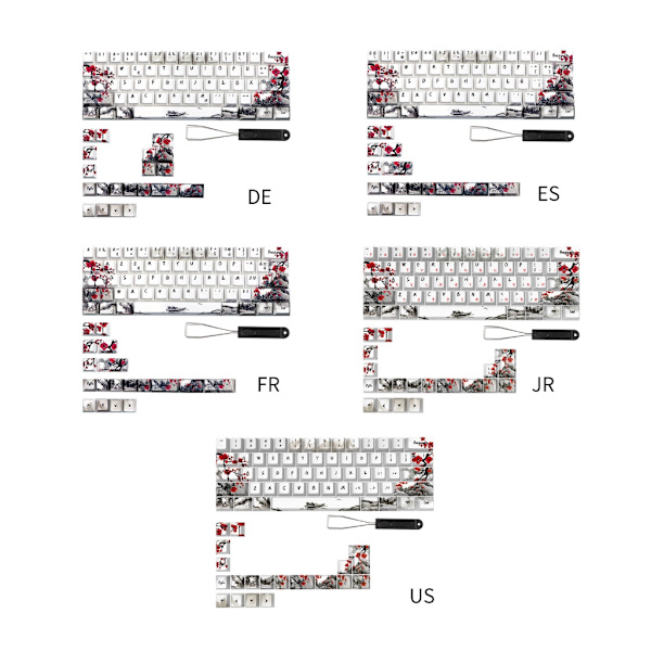 CherryProfile Keycaps tysk fransk spansk japansk engelsk DyeSub Keycaps PlumBlossom 80Keys CherryProfile Keycaps null - German 0.27